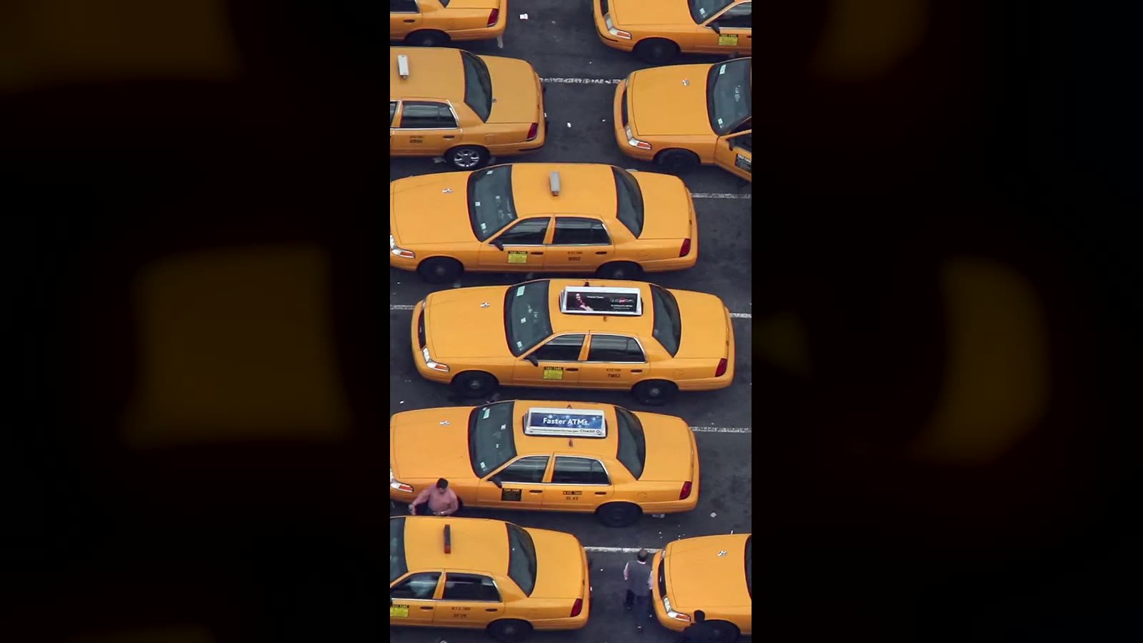 Hire a composer for your brand film: rows of yellow taxis seen from above in the New York Times 175th anniversary video