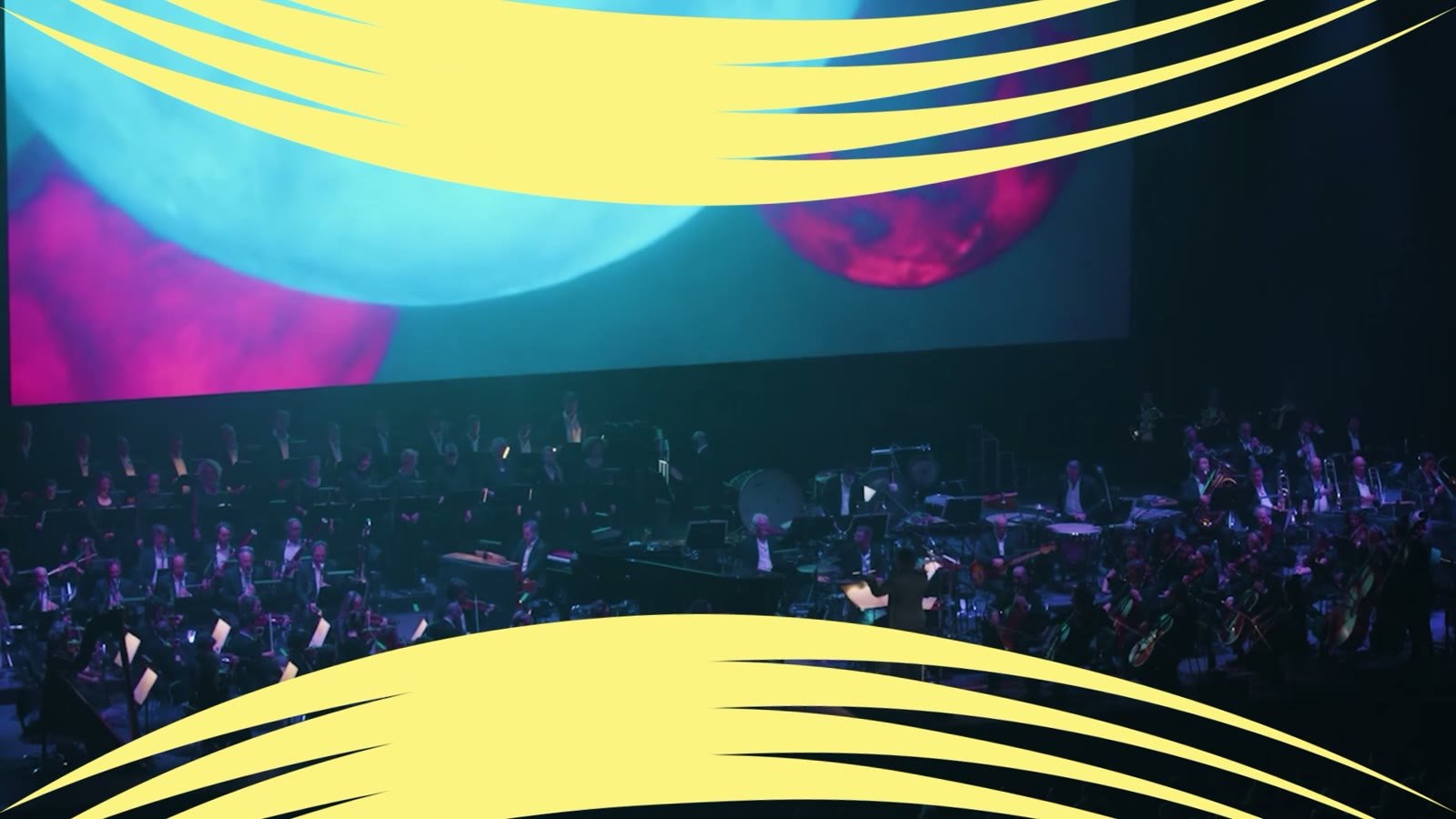 Sonic identity agency: an orchestra playing under the big screen at a Cinema in Concert show